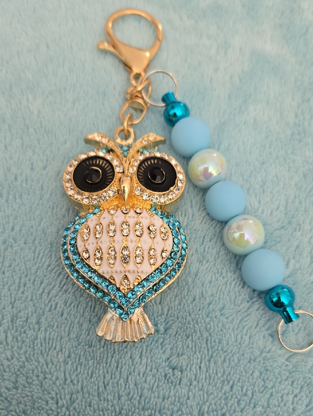 Blue Crystal Owl Bag Charm - Women Accessories